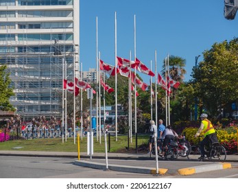 Vancouver, BC Canada - September 19, 2022: Sunny Weather In Vancouver For National Day Of Mourning For Queen Elizabeth II.