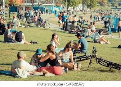 Vancouver BC Canada,April 2020.crowd Of People Enjoying Beach Summer Time At English Bay Beach Vancouver During The Covid_19 Backgrounds