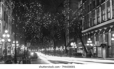 Vancouver BC Canada,January 13 2018, Gas Town Street Night 