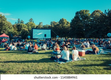 Vancouver BC Canada,July 8,2018. Evo Summer Cinema Movie At Second Beach ,Stanley Park Vancouver BC 