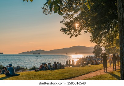 Vancouver BC Canada,June 2019.Vancouver Beach Summer Sunset