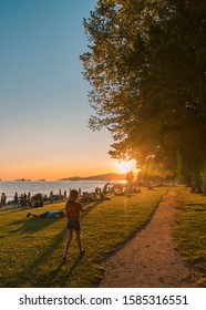 Vancouver BC Canada,June 2019.Vancouver Beach Summer Sunset