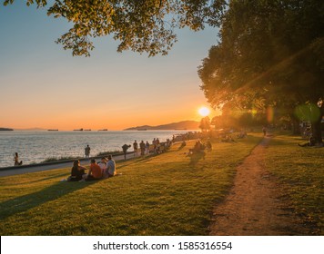 Vancouver BC Canada,June 2019.Vancouver Beach Summer Sunset