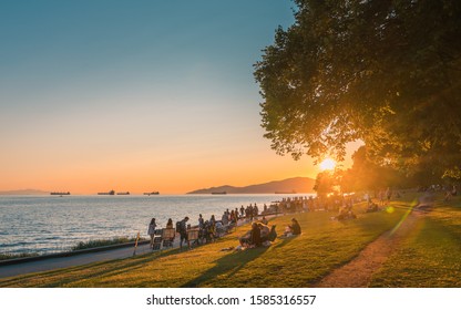 Vancouver BC Canada,June 2019.Vancouver Beach Summer Sunset