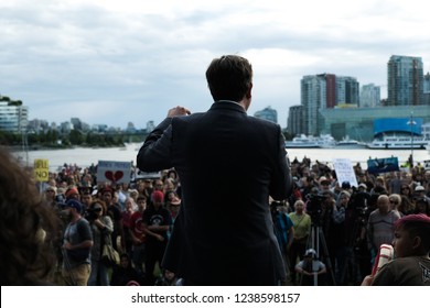 Vancouver, BC/Canada - May 29 2018: Public Rally To Protest The Canadian Federal Government Buying The Trans Mountain Expansion Pipeline