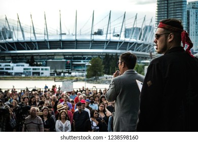 Vancouver, BC/Canada - May 29 2018: Public Rally To Protest The Canadian Federal Government Buying The Trans Mountain Expansion Pipeline