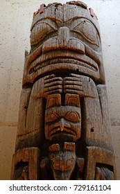 Vancouver, British Columbia, Canada, 2012. Museum Of Anthropology At UBC Designed By Arthur Erickson, Some Of The Artistic Objects Exposed.