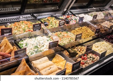 Vancouver, British Columbia / Canada - July 22nd 2018 - The Deli Display In A Grocery Store 