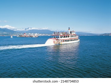 Vancouver, British Columbia, Canada - July 15, 2003: Summer View Of A Cruise Ship Sailing On The Sail Near Vancouver Port
