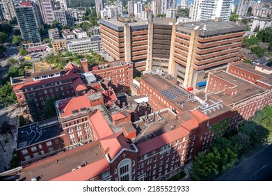 Vancouver, British Columbia - July 24, 2022: St. Paul's Hospital In Vancouver From Above. 
