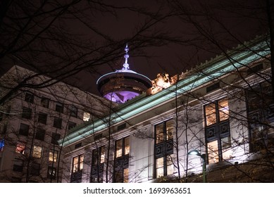 Vancouver, Canada - 22 November 2018 - Vancouver City Center During The Night