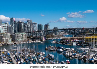 Vancouver, Canada - April 11, 2021 : Vancouver Ship And Blue Sea (overhead View)