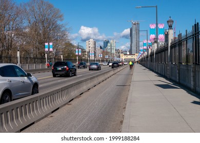 Vancouver, Canada April 11, 2021: Burrard Street Bridge landscape