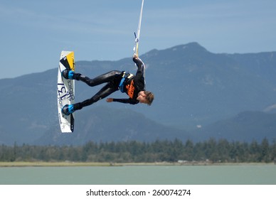 VANCOUVER, CANADA - AUGUST 1, 2014: Athletes Compete During Kite Clash Kiteboarding Event In Squamish, BC, Canada, On August 1, 2014.