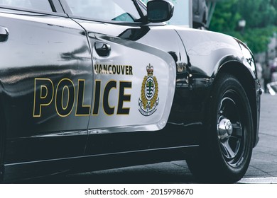 Vancouver, Canada - December 1, 2019: Close Up View Of Police Car 