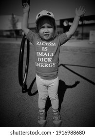 VANCOUVER, CANADA - Feb 09, 2021: Child Racism BLM Black And White