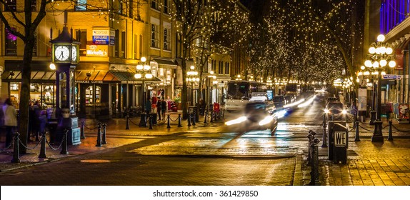 Vancouver, Canada - January 10, 2016. Gastown, Water Street.