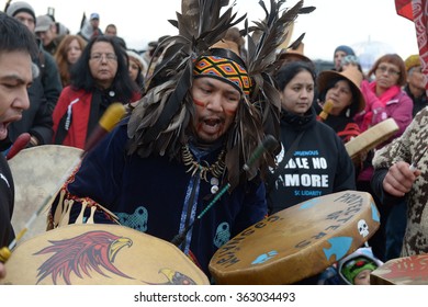 VANCOUVER, CANADA - JANUARY 5, 2013: Hundreds Of Aboriginal People Rally In Support Of Idle No More Movement Protesting Government Treatment Of First Nations Groups In Vancouver, Canada, Jan.5, 2013.