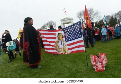 VANCOUVER, CANADA - JANUARY 5, 2013: Hundreds Of Aboriginal People Rally In Support Of Idle No More Movement Protesting Government Treatment Of First Nations Groups In Vancouver, Canada, Jan.5, 2013.