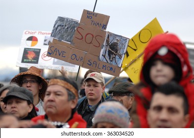 VANCOUVER, CANADA - JANUARY 5, 2013: Hundreds Of Aboriginal People Rally In Support Of Idle No More Movement Protesting Government Treatment Of First Nations Groups In Vancouver, Canada, Jan.5, 2013.