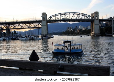 VANCOUVER, CANADA - Jul 30, 2021: The Burrard Street Bridge over the Pacific ocean in Vancouver, British Columbia, Canada