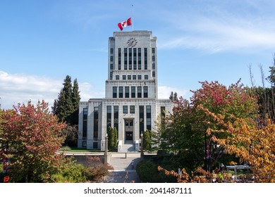 Vancouver, Canada - September 8,2021: View Of Vancouver City Hall Building In Downtown Vancouver At Sunny Day