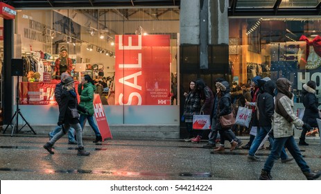 Vancouver Canada,December 26 2016,big Sale On Boxing Day ,Granville St,Vancouver Canada