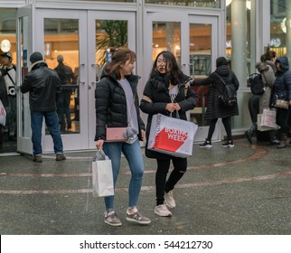 Vancouver Canada,December 26 2016,Boxing Day Shopping Backgrounds,Robson St,Vancouver Canada