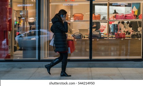 Vancouver Canada,December 26 2016,Boxing Day Shopping Backgrounds,Robson St,Vancouver Canada