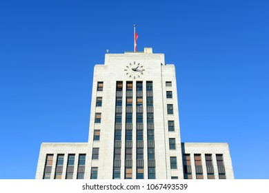 Vancouver City Hall Is An Art Deco Style In Downtown Vancouver, British Columbia, Canada.