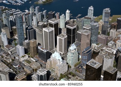 Vancouver - Downtown Skyscrapers And Coal Harbour, Aerial