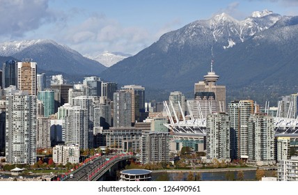 Vancouver - Grouse Mountains, Cambie Bridge, BC Place Stadium And Downtown