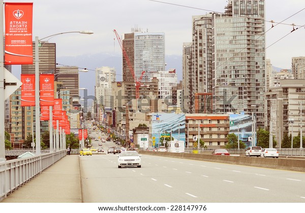 VANCOUVER - JUNE 17: North city\
view from Granville bridge on June 17, 2011 in Vancouver, Canada.\
