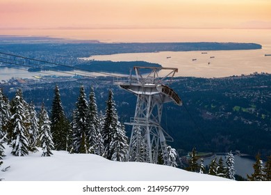 Vancouver Panama And Capilano Lake From Grouse Grind In Canada At Winter