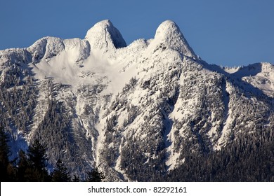 Vancouver Skyline Snowy Two Lions Snow Mountains British Columbia Pacific Northwest