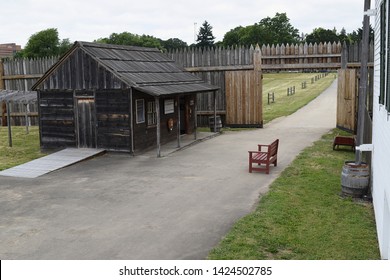 Vancouver, WA USA – June 14, 2019: Just Inside The Gate Is The Park Ranger Cabin Where You Pay Your Entrance Fee At Reproduction Hudson Bay Co. Fort Vancouver.