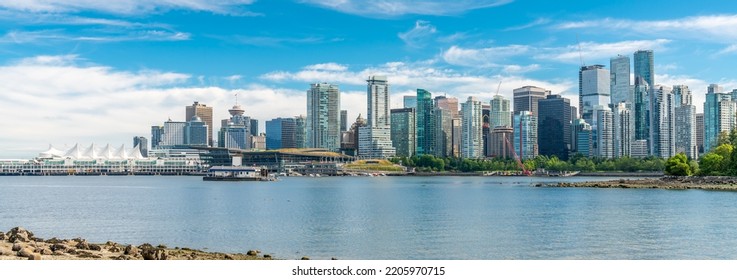 Vancouver waterfront skyline with blue sky - Shutterstock ID 2205970715