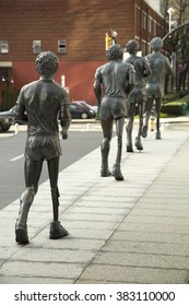 VANCOUVER-CANADA, 18 February 2016: Four Bronze Statues Of Terry Fox Depict The Iconic Hopping Gait Fox Adopted As He Attempted To Run Across Canada In 1980 On Artificial Leg For The Cancer Research