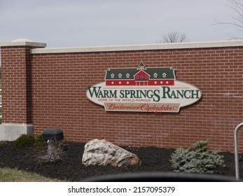VANDALIA, UNITED STATES - Apr 07, 2013: A closeup of the sign of Warm Springs Ranch in Boonville, Missouri, home of the Budweiser Clydesdales