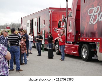 VANDALIA, UNITED STATES - Apr 07, 2013: A view of tour guides with visitors at the Budweiser Clydesdale Warm Springs Ranch in Boonville, Missouri