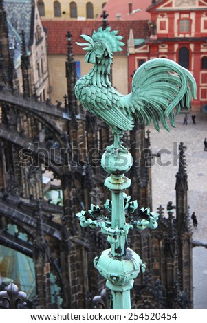 vane of rooster in Prague