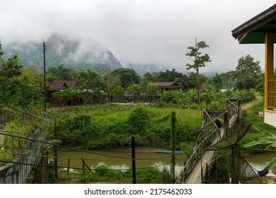 VANG VIENG, LAOS - OCTOBER 24: Landscape In Vang Vieng. It's A Riverside Town In Central Laos And Outdoor Activities Such As Mountain Biking, Trekking And Kayaking On October 24, 2016