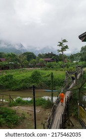 VANG VIENG, LAOS - OCTOBER 24: Landscape In Vang Vieng. It's A Riverside Town In Central Laos And Outdoor Activities Such As Mountain Biking, Trekking And Kayaking On October 24, 2016