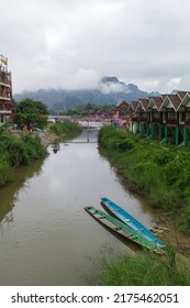 VANG VIENG, LAOS - OCTOBER 24: Landscape In Vang Vieng. It's A Riverside Town In Central Laos And Outdoor Activities Such As Mountain Biking, Trekking And Kayaking On October 24, 2016