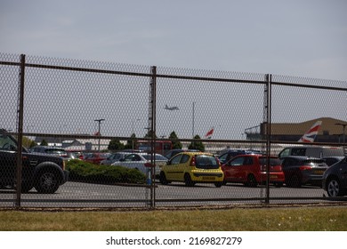 Vanguard Way, Hounslow TW4 6JR, UK  June 17th 2022  Fencing surrounds car in secure parking at Heathrow Airport, London