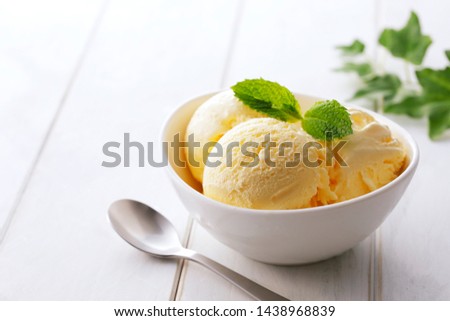 Vanilla ice cream in a dish
