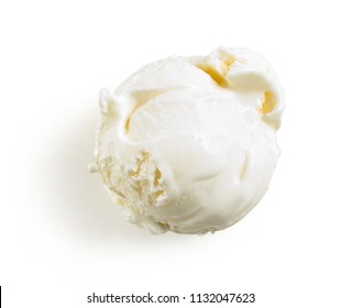 vanilla ice cream isolated on white background, top view