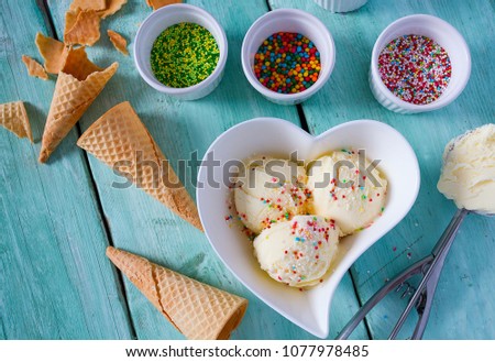 Similar – Image, Stock Photo ice-cream spoon Yoghurt