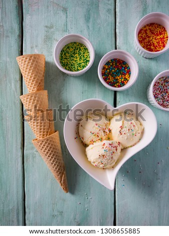 Image, Stock Photo ice-cream spoon Yoghurt