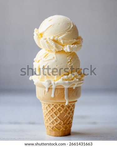 Vanilla  Ice Cream Scoops in Waffle Cones
